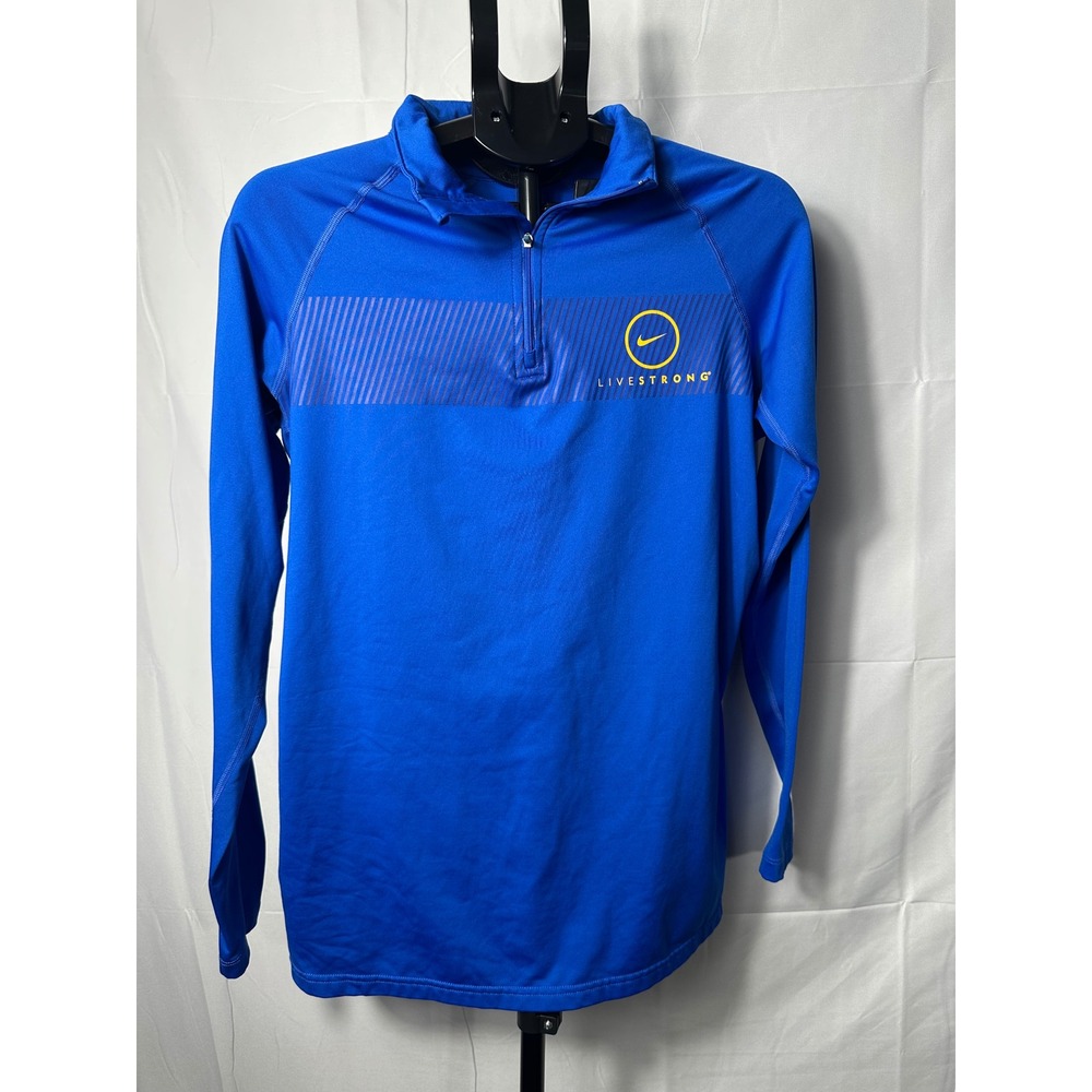 Nike Pro Combat Livestrong Blue Quarter Zip Pullover Dri-FIT Top XL